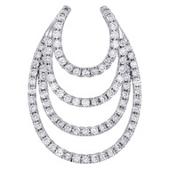 14K White Gold Diamond Open Oval Fancy Statement Slide Pendant 1" Charm 3/4 CT.