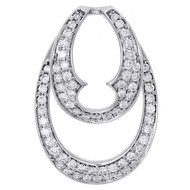 14K White Gold Diamond Stacked Oval Statement Slide Pendant 0.95" Charm 1/2 CT.