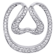 14K White Gold Diamond Upside Down Heart Statement Slide Pendant 1" Charm 3/4 CT
