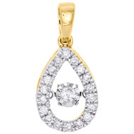 10K Yellow Gold Dancing Diamond Teardrop Pendant Mini Cut-Out Charm 0.33 Ct.