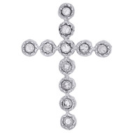 14K White Gold Round Diamond Fancy Cross Slide Pendant Milgrain Charm 0.13 Ct.