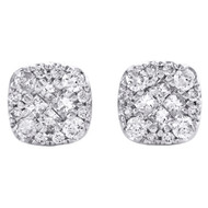 14K White Gold Princess Round Diamond Soleil Cluster Stud 5.75mm Earrings 1/4 CT