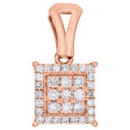 14K Rose Gold Round Diamond 4 Prong Square Pendant w/ Halo Ladies Charm 0.25 CT.
