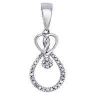 10K White Gold Diamond Intertwined Heart w/ Flower & Teardrop Pendant 0.10 CT.