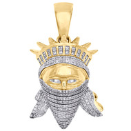 10K Yellow Gold Diamond Statue of Liberty Wearing Mask Pendant 1.70" Charm 1 CT.