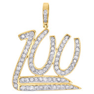 10K Yellow Gold Genuine Diamond 100 Emoji Logo Pendant 1.60" Pave Charm 2.33 CT.