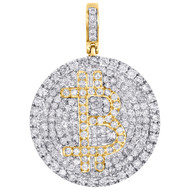 10K Yellow Gold Diamond Bitcoin Currency Pendant 1.80" Initial B Charm 2.50 CT.