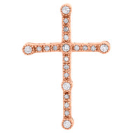 10K Rose Gold Bezel Set Diamond Cross Slide Pendant 1.10" Charm 0.25 CT.