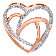 10K Rose Gold Diamond Intertwined Cut Out Heart Slide Pendant 0.60" Long 0.10 CT