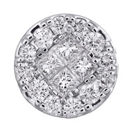 14K White Gold Princess Diamond Soleil Design Slide Pendant 0.50" Charm 1 CT.