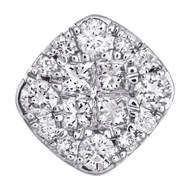 14K White Gold Round & Princess Diamond Square Pendant 0.35" Slide Charm 1/2 CT.