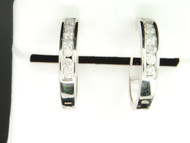 Diamond Hoops Ladies 14K White Gold Round Cut Huggie Earrings 1/2 Tcw.