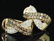 LADIES YELLOW GOLD .53C BROWN DIAMOND HUGGIES EARRINGS