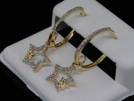 LADIES YG DIAMOND DANGLE CHANDELIER STARS EARRINGS PAVE