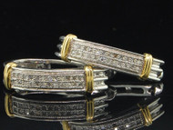 Diamond Earrings Ladies .925 Sterling Silver Round Huggie Hoops 0.15 Tcw.