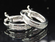 LADIES 10K WHITE GOLD DIAMOND HOOPS HUGGIE EARRINGS