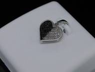 Black Diamond Heart Pendant Ladies 10K White Gold Round Cut Pave Charm 0.14 Tcw.