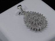 LADIES 10K WHITE GOLD DIAMOND FLOWER LOVE PENDANT CHARM