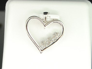 Ladies 10K White Gold Love Heart Diamond Pendant Charm For Necklace 0.07 Ct.