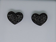 Black Diamond Heart Shape Studs Ladies 10K White Gold Love Earrings 0.41 Tcw.
