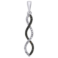 10K White Gold Genuine Black Diamond Braided Infinity Pendant 0.13 CT.