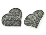 Black Diamond Heart Studs Ladies .925 Sterling Silver Love Earrings 0.24 Tcw.
