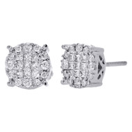 14K White Gold Princess Diamond Soleil Collection Circle Stud Earrings 0.50 Ct.
