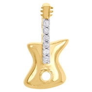 10K Yellow Gold Round Diamond Mini Guitar Instrument Slide Pendant 1/20 Ct.