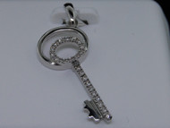 LADIES WHITE GOLD DIAMOND KEY LOCK CHARM PENDANT