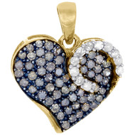 Brown Diamond Heart Pendant 10K Yellow Gold Round Cut Fashion Charm 0.75 Ct.