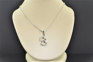 Diamond Double Heart Pendant .925 Sterling Silver 0.14 CT Charm with Chain