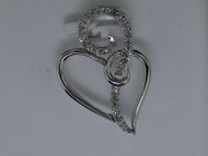 Diamond Heart Pendant Ladies 10K White Gold Designer Round Love Charm 0.10 Tcw.