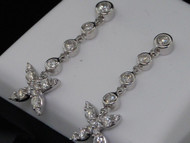 Diamond Danglers Ladies 10K White Gold Round Star Design Earrings 0.77 Tcw.