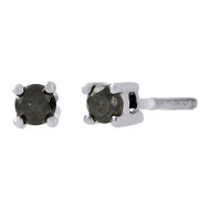 10K White Gold Solitaire AAA Black Diamond 3.20mm Round Stud Earrings 0.25 Ct.