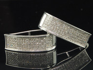 Diamond Huggies Hoops Ladies .925 Sterling Silver Round Pave Earrings 0.58 Tcw