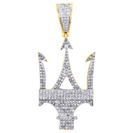 10K Yellow Gold Real Diamond Maserati Car Pendant 1.80" Mens Pave Charm 3/4 CT