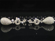 Diamond Teardrop Earrings Ladies 10K White Gold Round Cut Pear Danglers 2 Tcw.