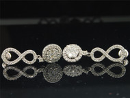 Diamond Infinity Flower Earrings 10K White Gold Round Pave Danglers 1.31 Tcw.