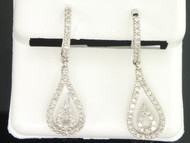 Ladies 10K White Gold Teardrop Pear Shaped Diamond Danglers Earrings 0.53 Ct.