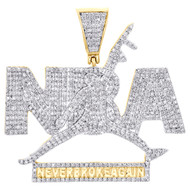 10K Yellow Gold Diamond "NBA" Never Broke Again Tier Pendant 1.55" Charm 1.50 CT
