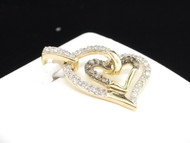 LADIES YELLOW GOLD Champagne BROWN HEART SHAPED DIAMOND PENDANT CHARM NECKLACE