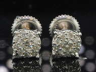 Diamond Earrings Ladies 14K White Gold Round Cut Circle Design Studs 0.35 Tcw.