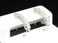Ladies 10K White Gold 0.53 Ct. Designer Diamond Hoops Huggies Earrings Studs