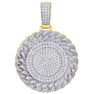 10K Yellow Gold Diamond Miami Cuban Link Medallion Pendant 2.20" Charm 4.62 CT.