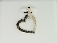 LADIES YELLOW GOLD BLACK DIAMOND LOVE HEART SHAPE PENDANT CHARM FOR NECKLACE