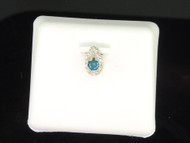 Ladies 10K Yellow Gold Teardrop Blue & White Diamond Pendant Charm For Necklace