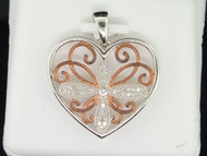 Diamond Heart Pendant Ladies .925 Sterling Silver Love Charm 0.12 Tcw.