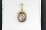 Champagne Diamond Oval Pendant 10K Yellow Gold .48 Ct Charm