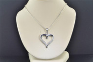Diamond Heart Pendant .925 Sterling Silver 0.12 CT Love Charm with Chain