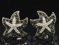 Ladies 10K White Gold 0.44 ct. Black & White Diamond Starfish Studs Earrings